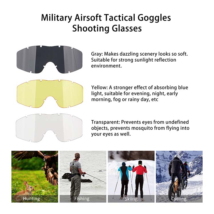 Airsoft Military Tactical Motorcycle Goggles for Hunting hiking caming shooting
