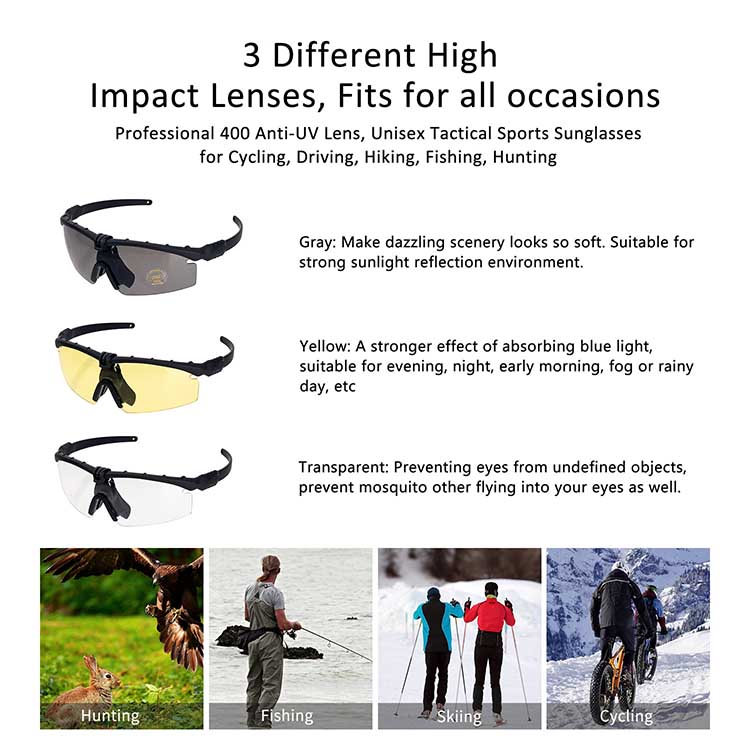 Adjustable Tactical Sports Glasses Tactical plastic glasses With Anti-Skid Glasses Strap for Outdoor Sports