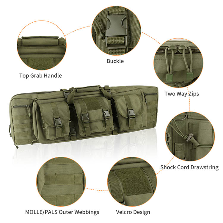Best Quality Tactical Military 42" Double Rifle Case Green