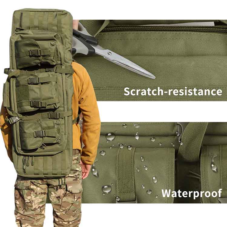 Tactical Military 42" Double Rifle Case Green Molle Padded