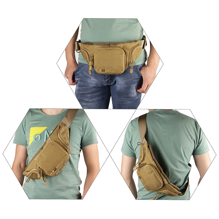 Tactical Military Water Bag Shoulder Bag Camping Hiking Waterproof Waist Pack Khaki
