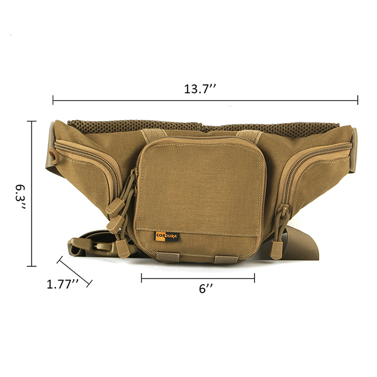 Tactical Military Water Bag Shoulder Bag Molle Camping Hiking Waterproof Waist Pack Khaki