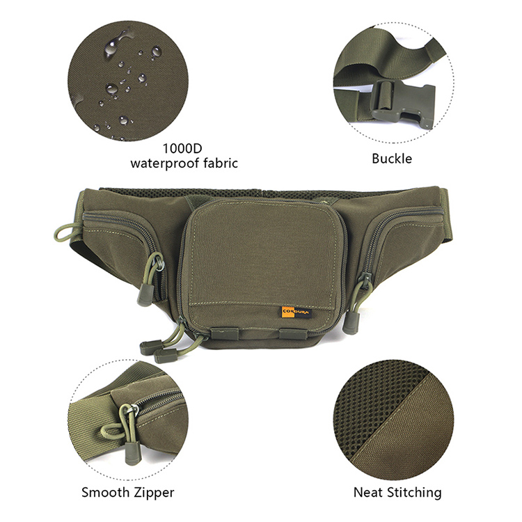 Tactical Shoulder Bag Molle Camping Hiking Waterproof Waist Pack Military Green 