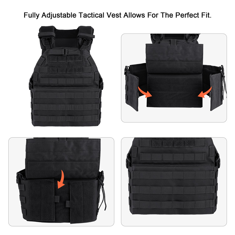 Airsoft MOLLE Tactical Plate Carrier Vest Black