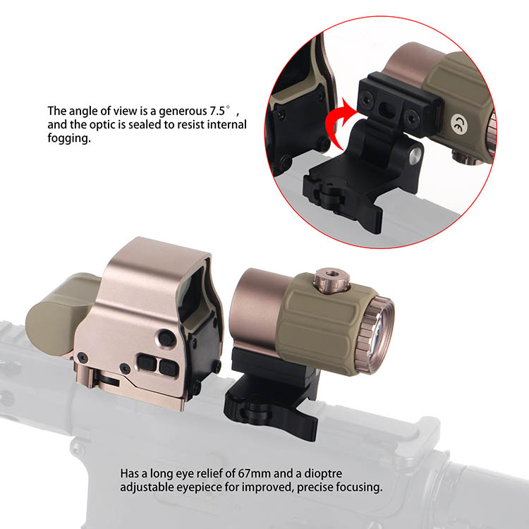 EXPS Holographic Sight + G43 Magnifier with QD Flip To Side Mount EXPS Holographic Sight + G43 Magnifier with QD Flip To Side Mount