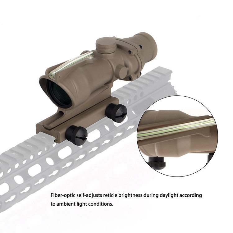 4X32 Tactical Scope Fiber Optic Green Chevron Glass Etched Reticle. 4X32 Tactical Scope Fiber Optic Green Chevron Glass Etched Reticle.