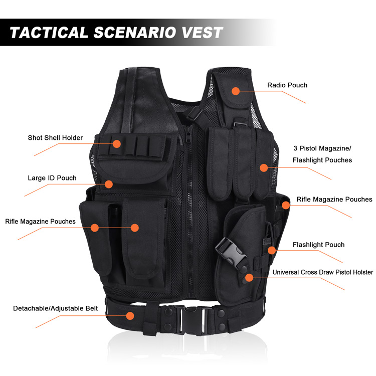 Tactical Vest Molle Plate Carrier with Magazine Pouches Black Tactical Vest Molle Plate Carrier with Magazine Pouches Black
