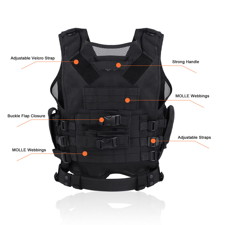 Tactical Scenario Vest Molle Military Assault with Magazine Pouches Black Tactical Scenario Vest Molle Military Assault with Magazine Pouches Black