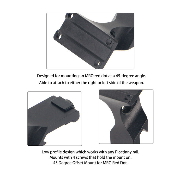 45 Degree Offset Mount for MRO Red Dot Sight 45 Degree Offset Mount for MRO Red Dot Sight