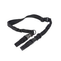 Single Two Point Tactical Dual Bungee Rifle Sling with Quick Release Hooks Black