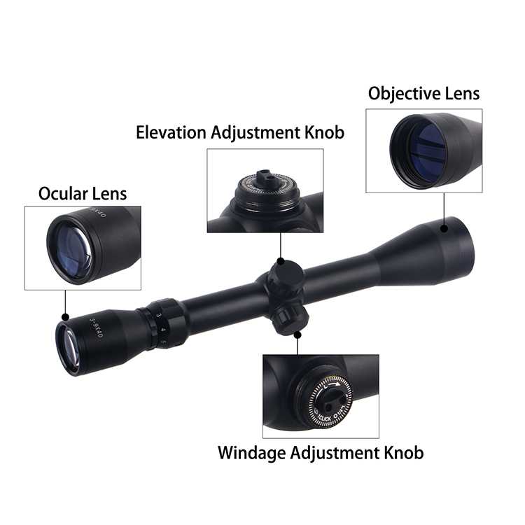 3-9X40 Riflescope with Rangefinding Reticle and Picatinny Rings