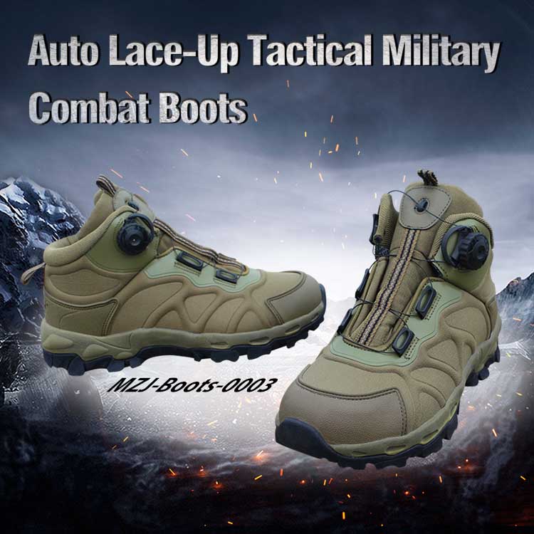 Tactical Leather Boots Auto Lace-Up