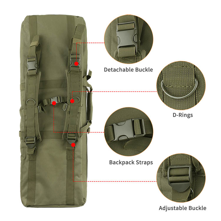 Tactical 42" Double Rifle Case Green Waterproof Molle Padded Gun Bag