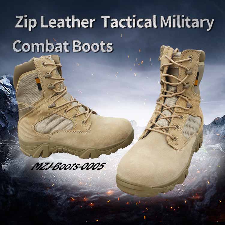Tactical Boots Zip Leather Duty Military Combat Boots