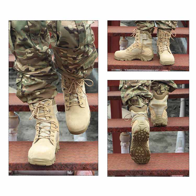 Leather Tactical Boots Zip Duty Military Combat Boots for Hunting Hiking Climbing Desert