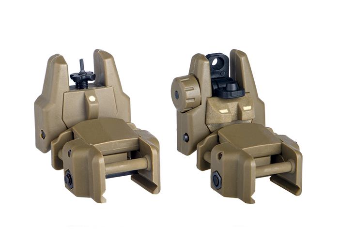 Dual-Profile Rhino Flip-up Rifle SMG Front and Rear Sight DE