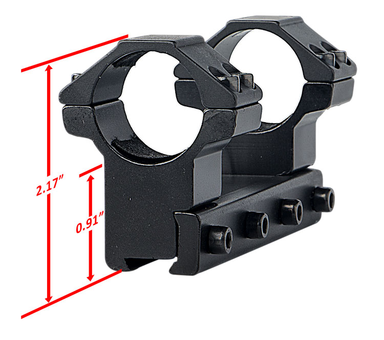 1" High Profile Dual Ring Dovetail Scope Mount 