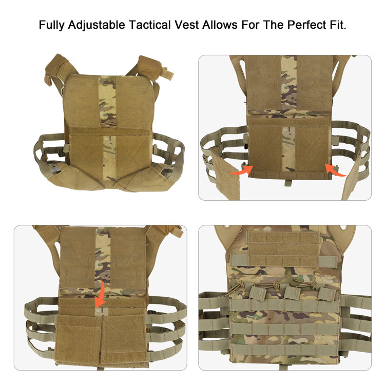 Tactical Vest MOLLE Plate Carrier MultiCam