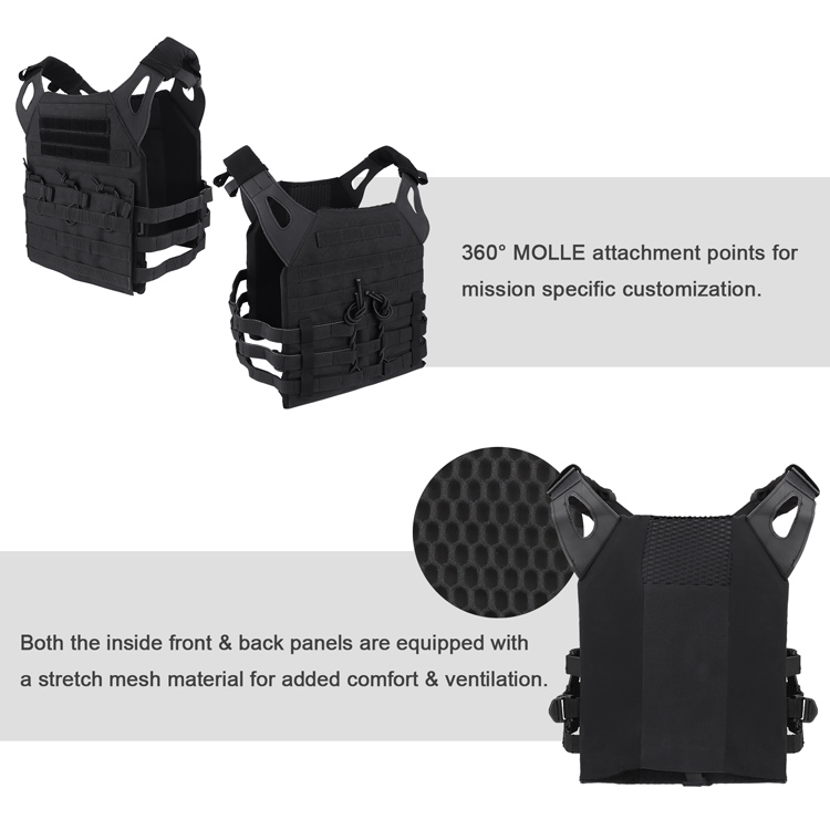 MOLLE Plate Carrier Tactical Vest Black
